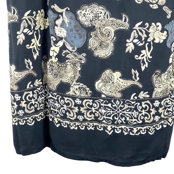 NEW- Wrap Around, Waist Tie, Floral, Scroll Design Hem Long Maxi Dress One Size - Picture 4 of 9